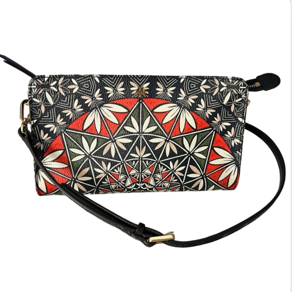 Tory Burch Red and Navy Crossbody Bag with Geometric Design - Picture 2 of 9